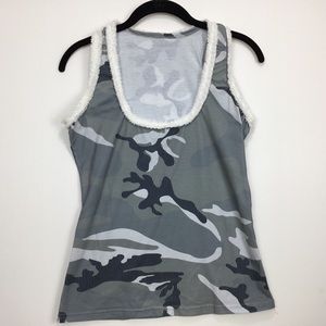 Gray Camo Fringe Tank Top